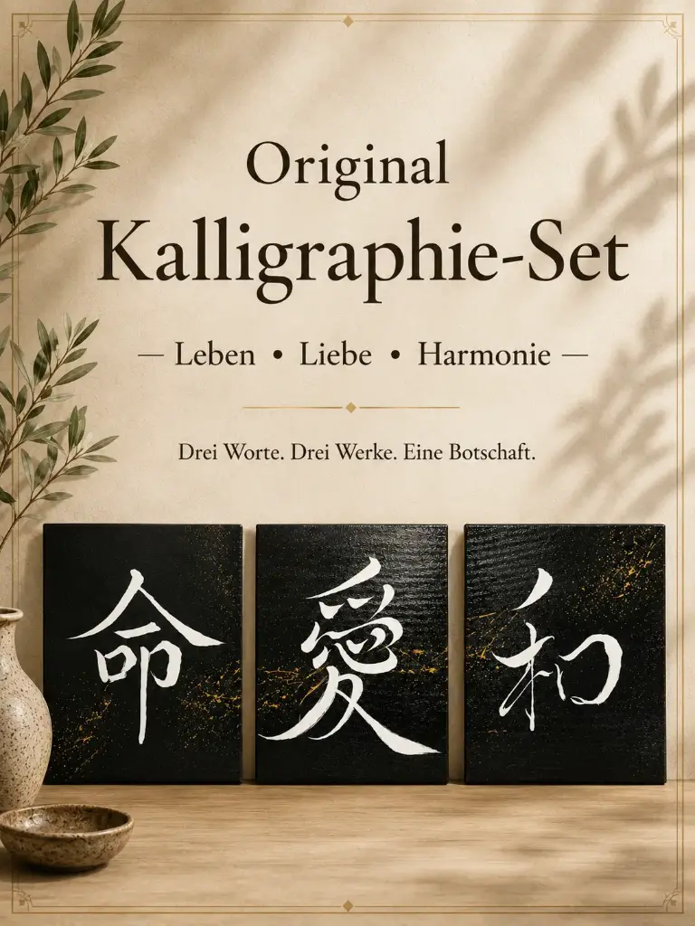 Original Kalligraphie - Set - Leben, Liebe, Harmonie