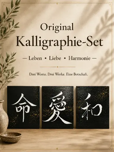 Original Kalligraphie - Set - Leben, Liebe, Harmonie